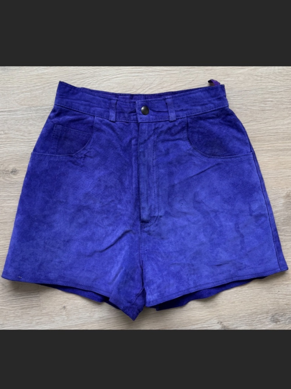 Vtg The Old Mill Purple Suede Ultra High Waisted Shorts Waist 23.5” Rise 12.75”
